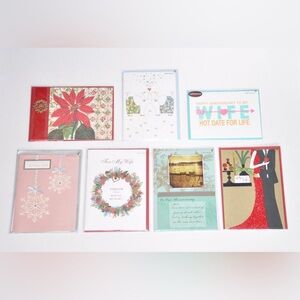 (7) Papyrus Lot Wife Greeting Cards Anniversary Christmas Sealed New